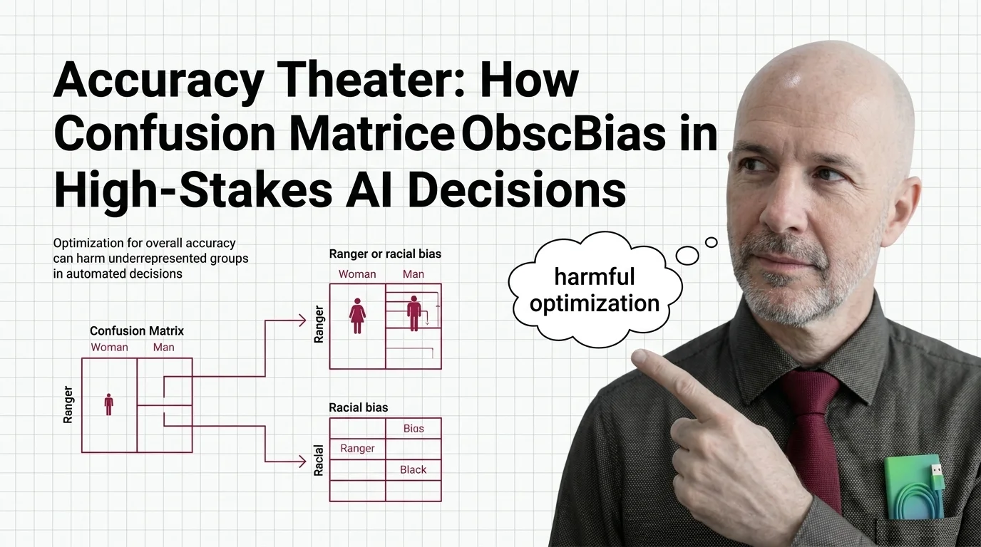 A fractured accuracy metric revealing hidden disparities beneath the surface of algorithmic evaluation