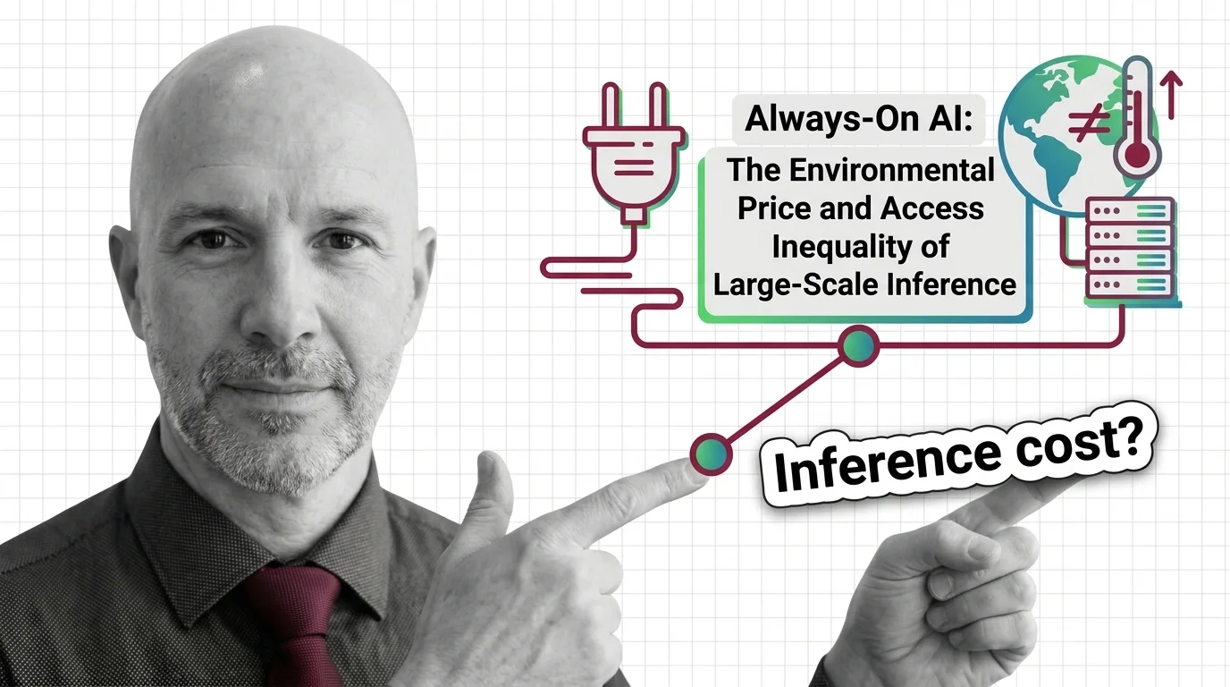 Alan standing before vast data center cooling towers, half lit by green energy and half by industrial exhaust