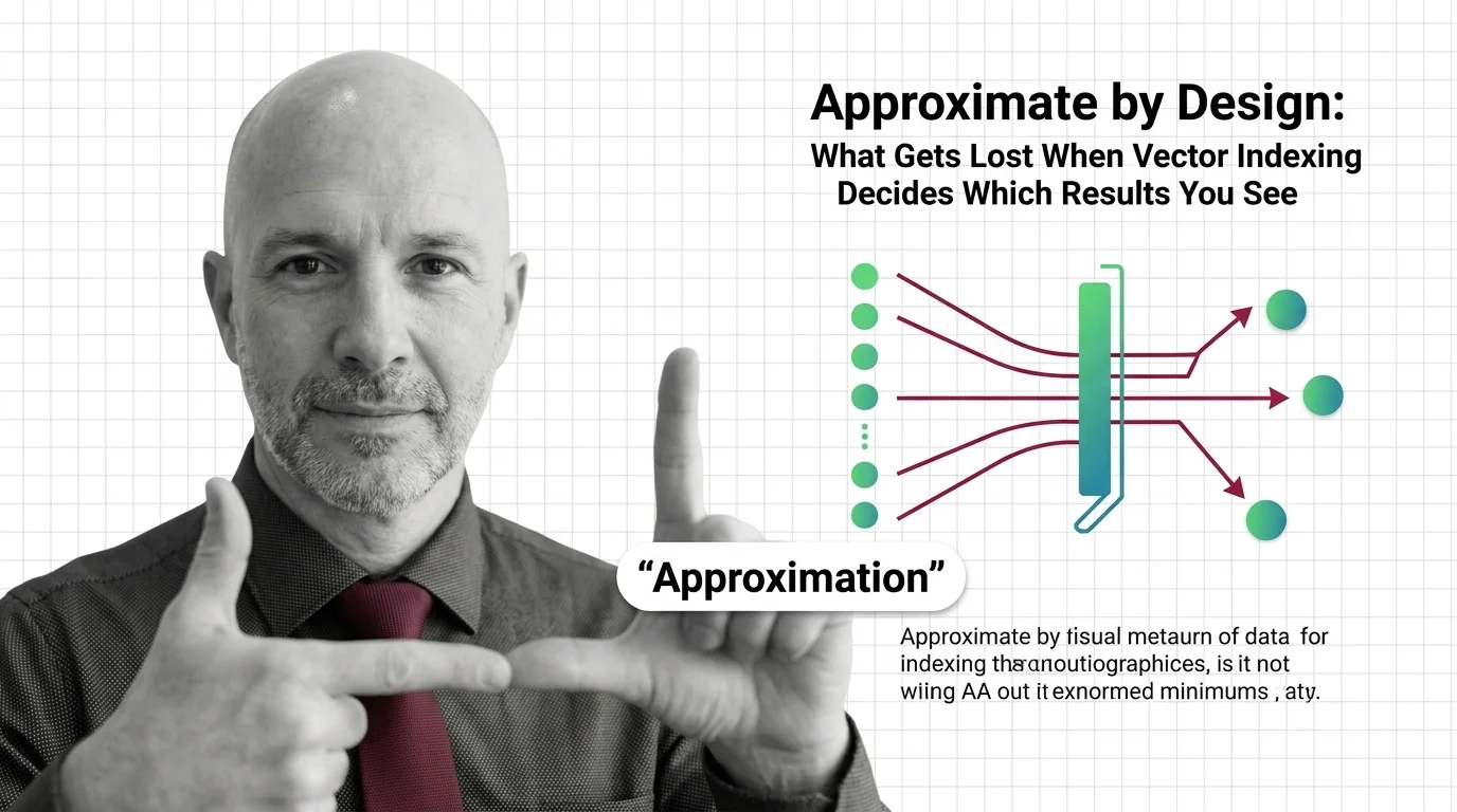 Conceptual illustration of approximate search results with missing documents representing recall gaps in vector indexing