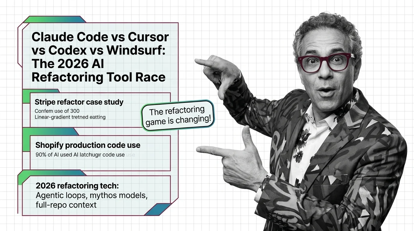 Four AI coding agents racing through code refactor architectures, illustrating the 2026 market split