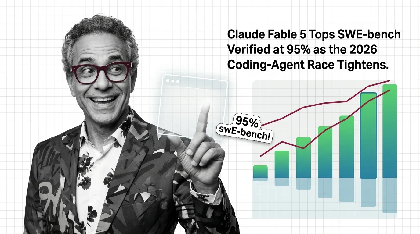 AI coding benchmark leaderboard with frontier model scores clustered near saturation in 2026