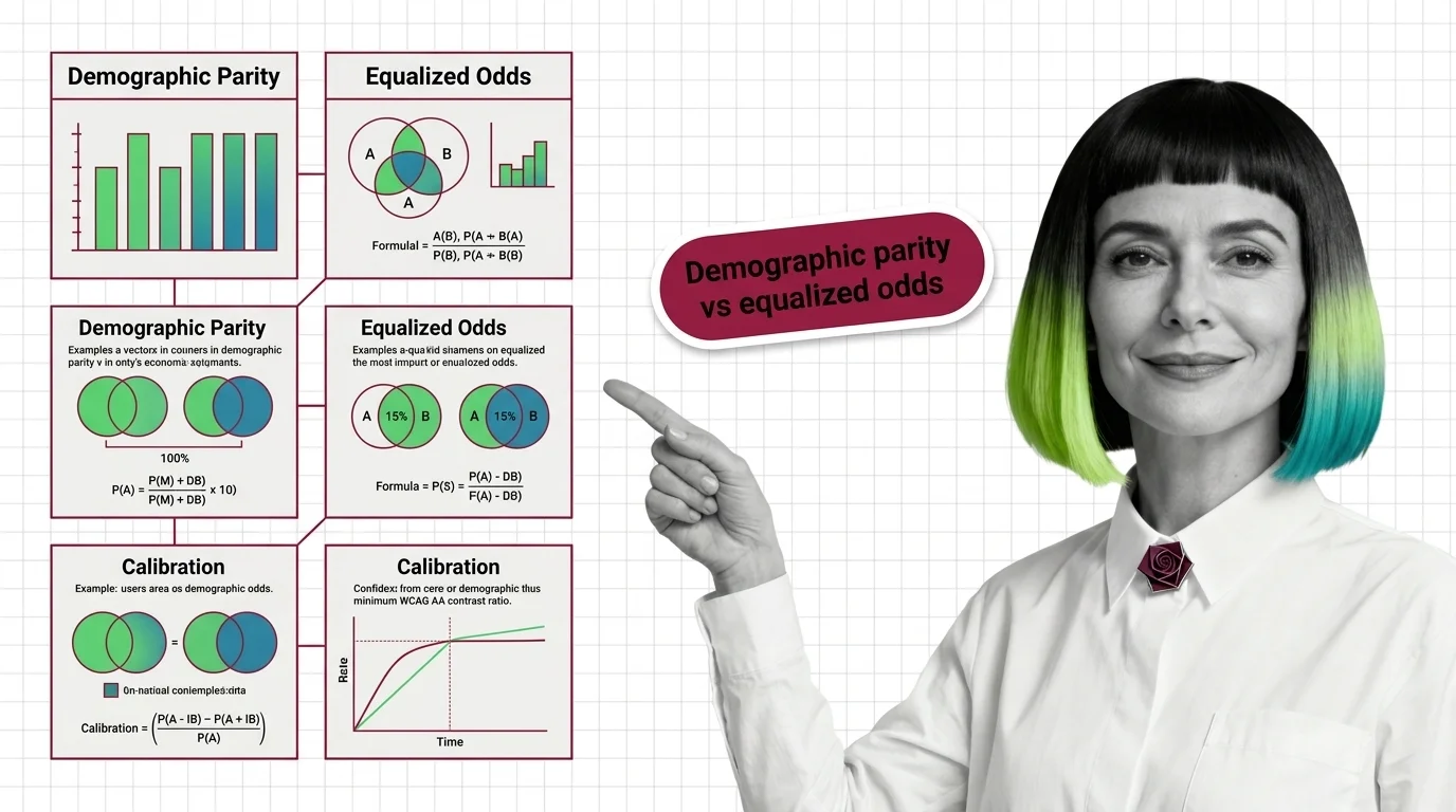 Three intersecting geometric boundaries representing competing fairness constraints across a population distribution