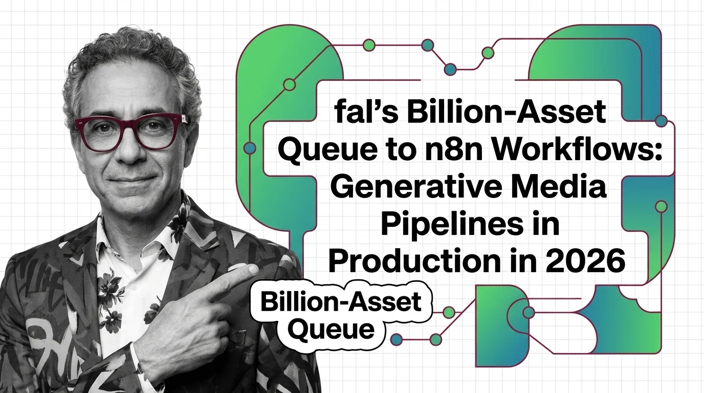 Generative media queue feeding automated workflow nodes for production-scale AI content pipelines