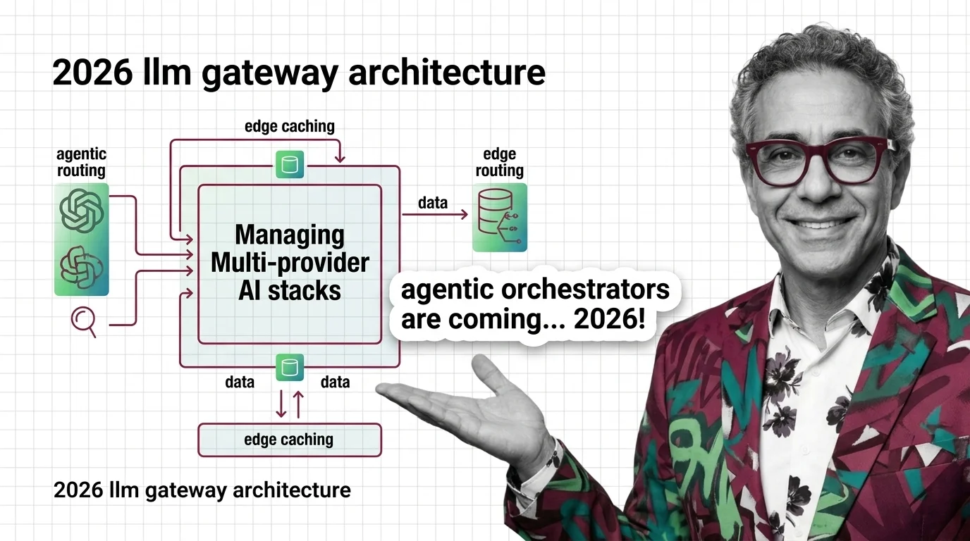 Network routing diagram showing multiple AI model providers converging through a single high-performance gateway layer with