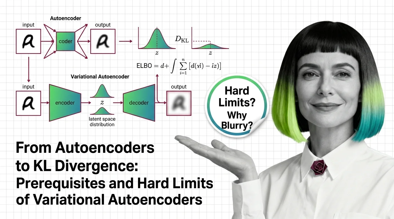 Geometric latent space visualization showing compression paths diverging between deterministic and probabilistic autoencoders