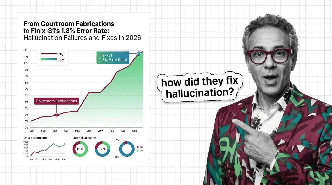 Split scale balancing courthouse gavel against AI accuracy benchmark chart
