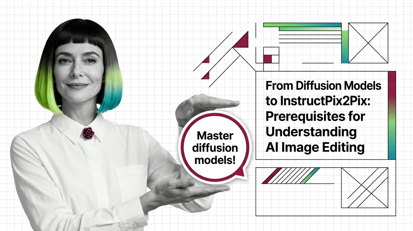 Noise-to-image diffusion process with a text instruction transforming a latent representation into an edited output