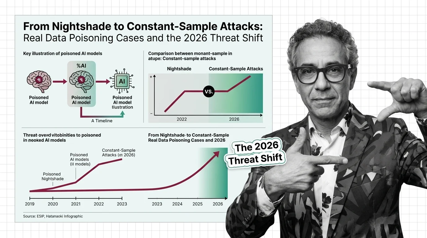 Corrupted data packets infiltrating an AI training pipeline, visualizing data poisoning attacks on machine learning models