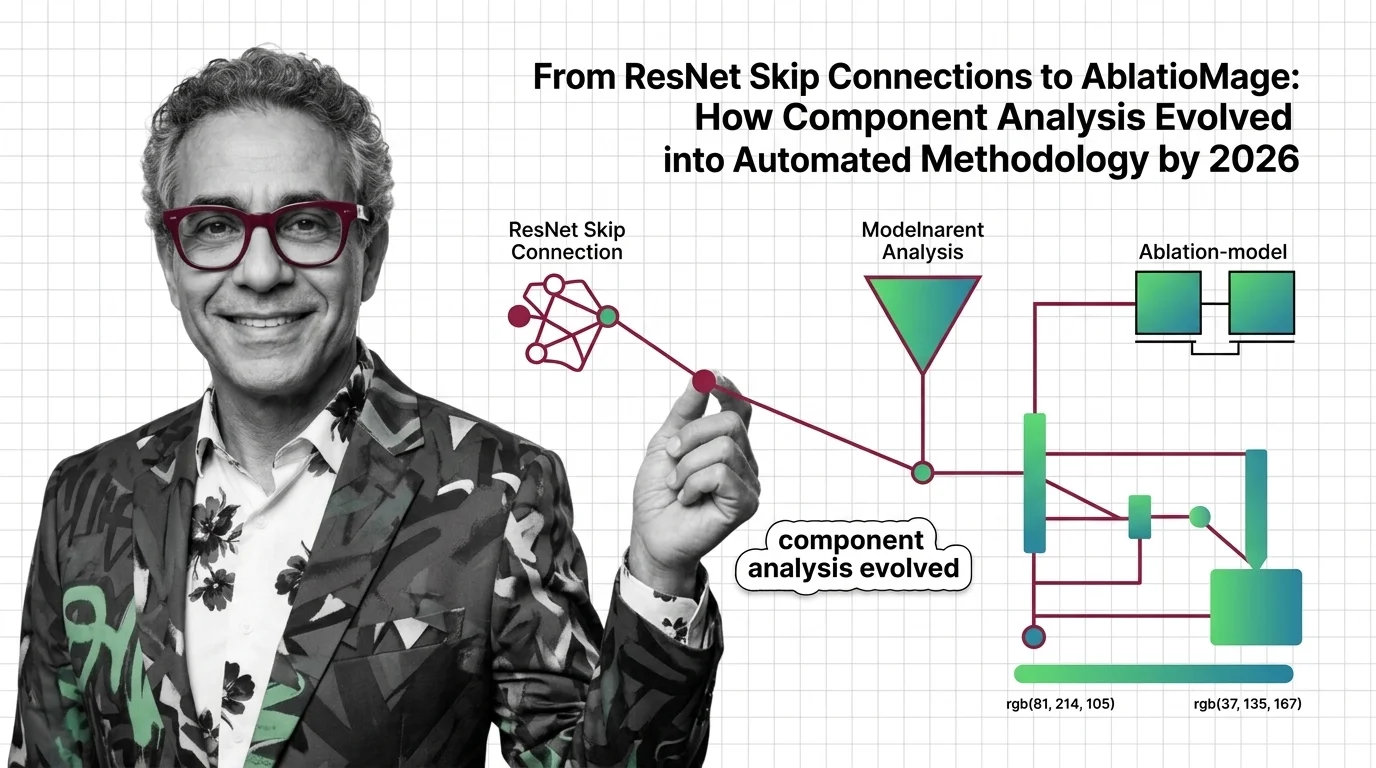 Neural network architecture diagram with components systematically removed to reveal performance contribution patterns