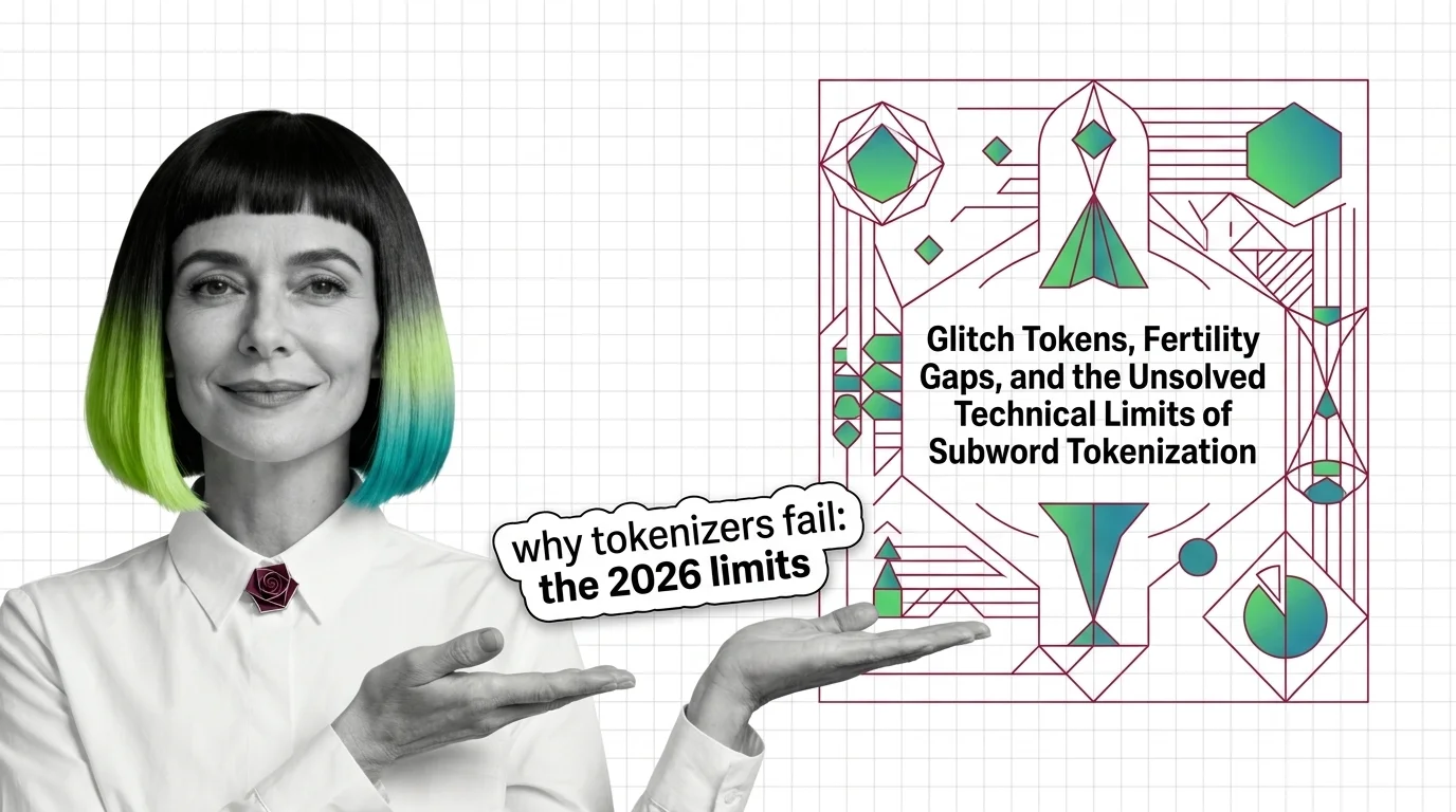 Fractured subword fragments orbiting a merge tree with gaps revealing non-Latin script disparity