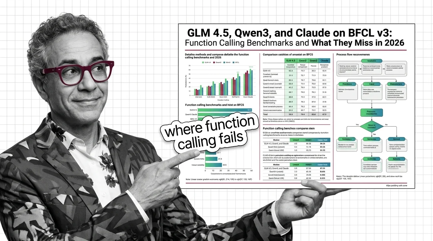 Function calling benchmark split showing different model leaders on schema accuracy versus agentic reliability metrics in