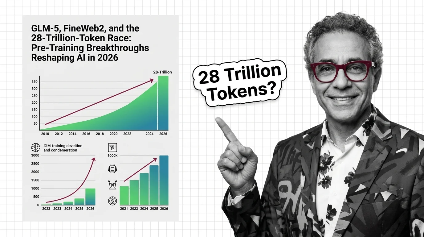Digital tokens flowing into competing neural network architectures representing the global pre-training data race