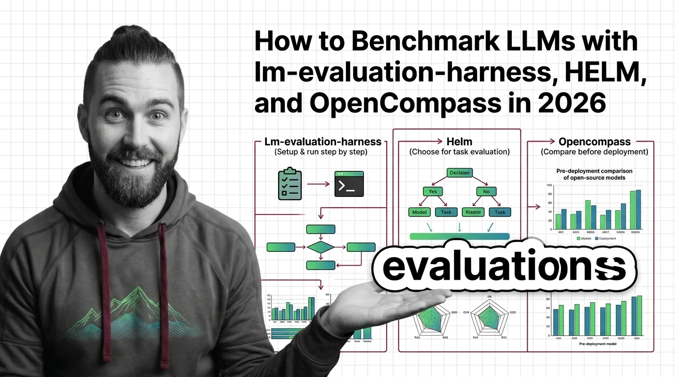 Engineer reviewing benchmark comparison dashboards across multiple LLM evaluation frameworks