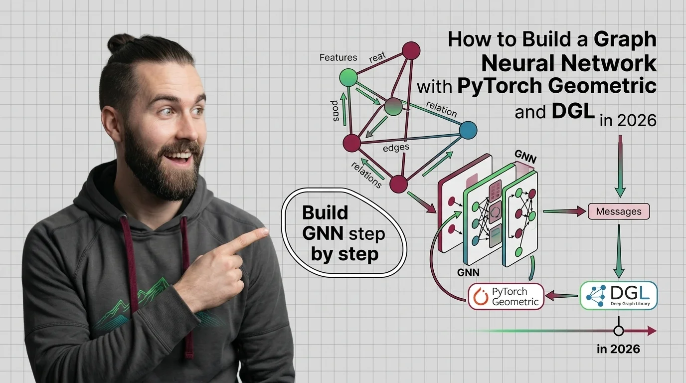 Technical blueprint mapping GNN pipeline components from graph data through message passing to node prediction