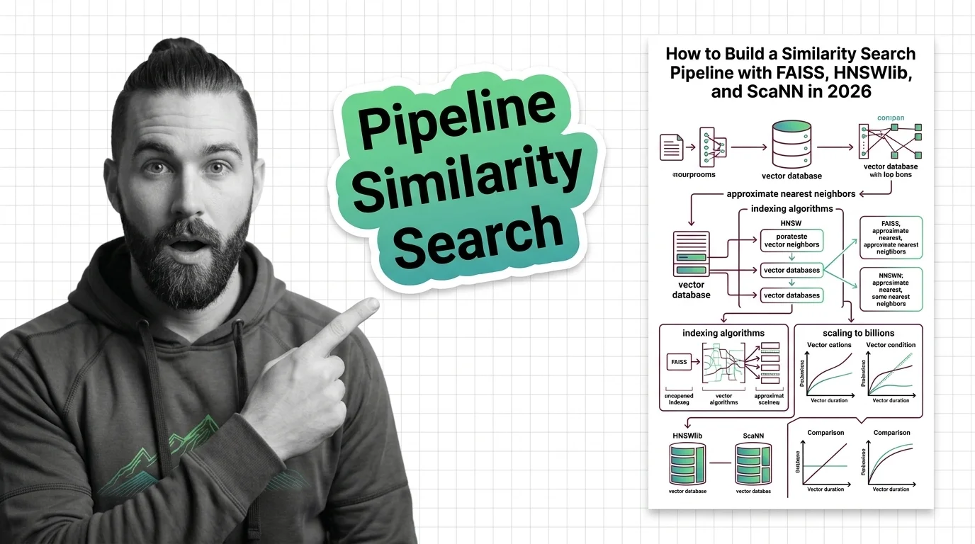 Engineer examining a vector search pipeline blueprint with index nodes and distance metric annotations on a diagnostic screen