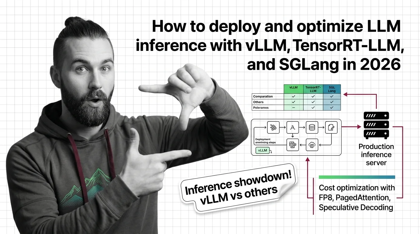 Production inference server dashboard showing latency curves and throughput metrics across a GPU cluster