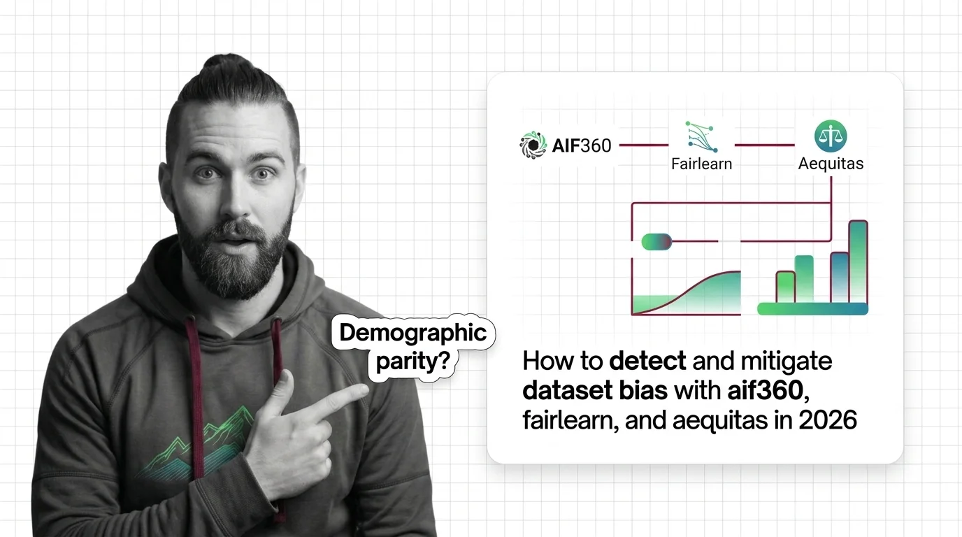 Workflow for detecting and mitigating dataset bias using fairness metrics like disparate impact and demographic parity