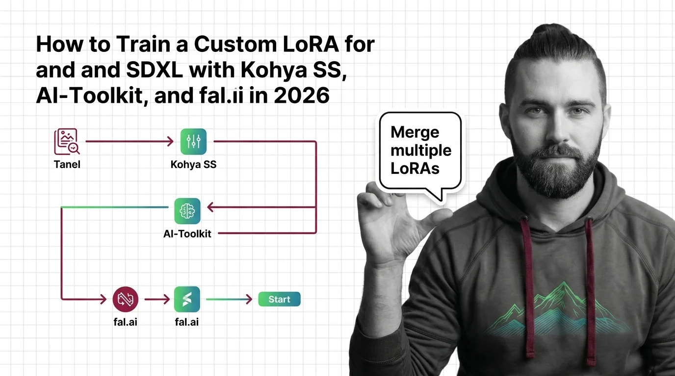 Side-by-side LoRA training pipelines for Flux and SDXL routing through Kohya SS, AI-Toolkit, and fal.ai cloud trainers
