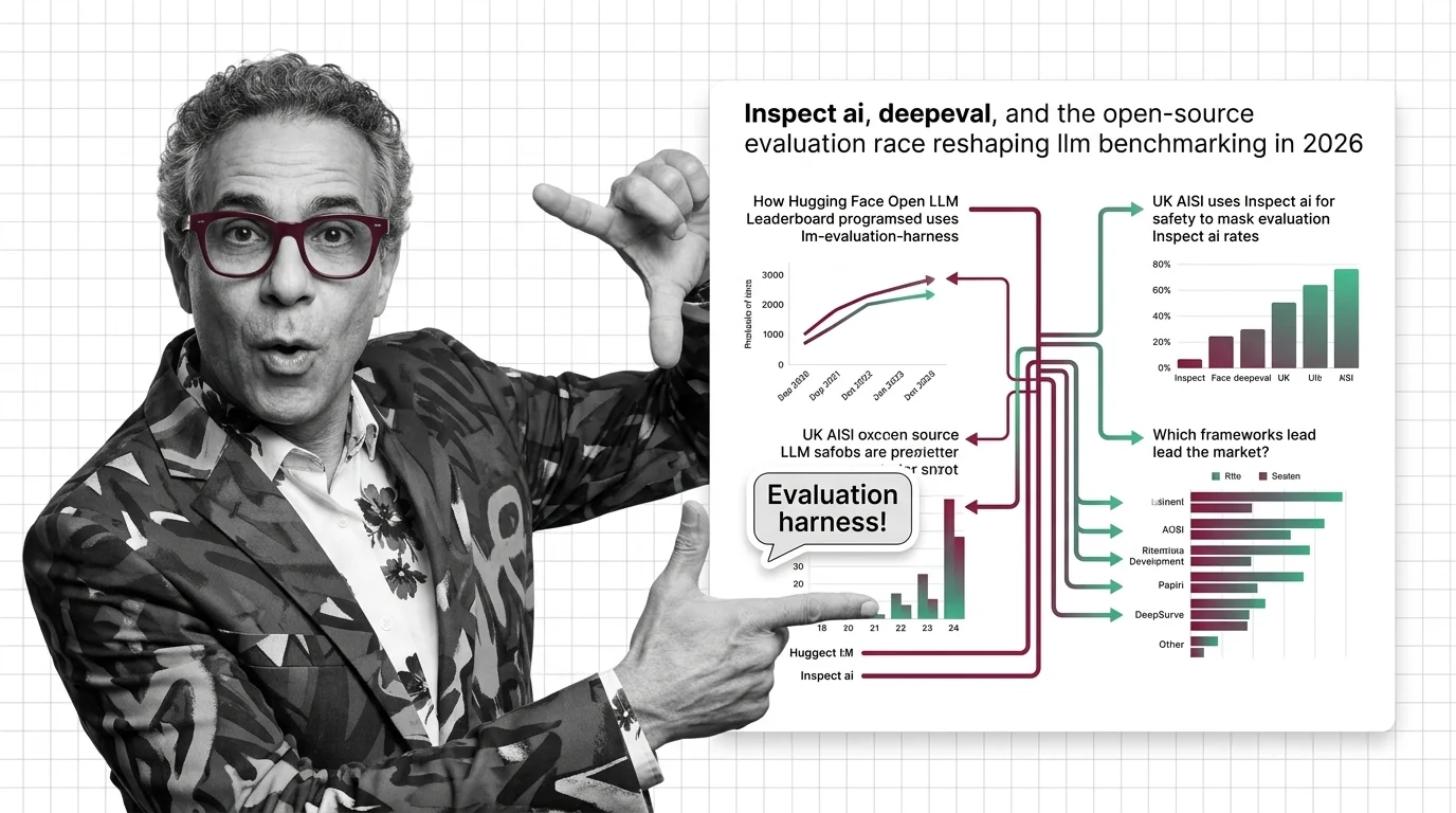Split racetrack diverging into three lanes representing government, enterprise, and academic LLM evaluation frameworks