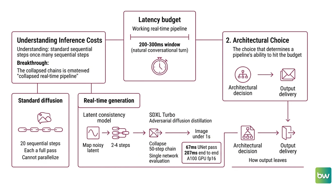 Latency and memory comparison across real-time AI image, audio, and video generation