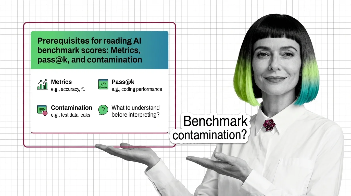 How a single AI benchmark percentage hides the metric, the pass@k sampling regime, and data contamination