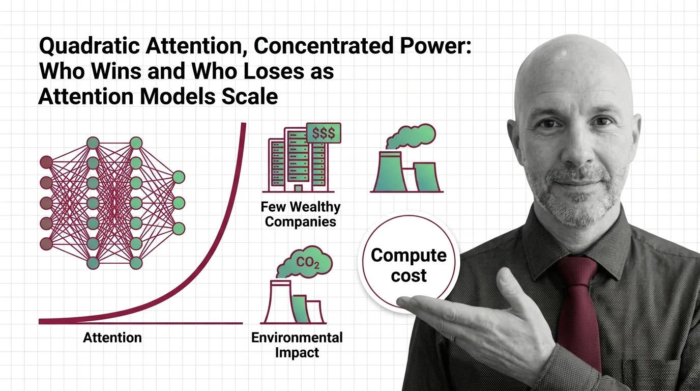 Abstract scales weighing compute infrastructure against planetary resources with attention weight patterns radiating from the fulcrum
