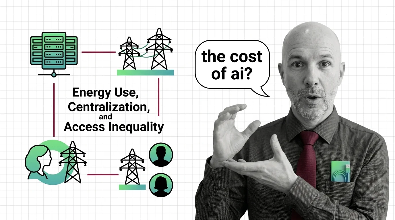 Illuminated server towers fading into shadow, evoking energy consumption and power concentration in AI infrastructure