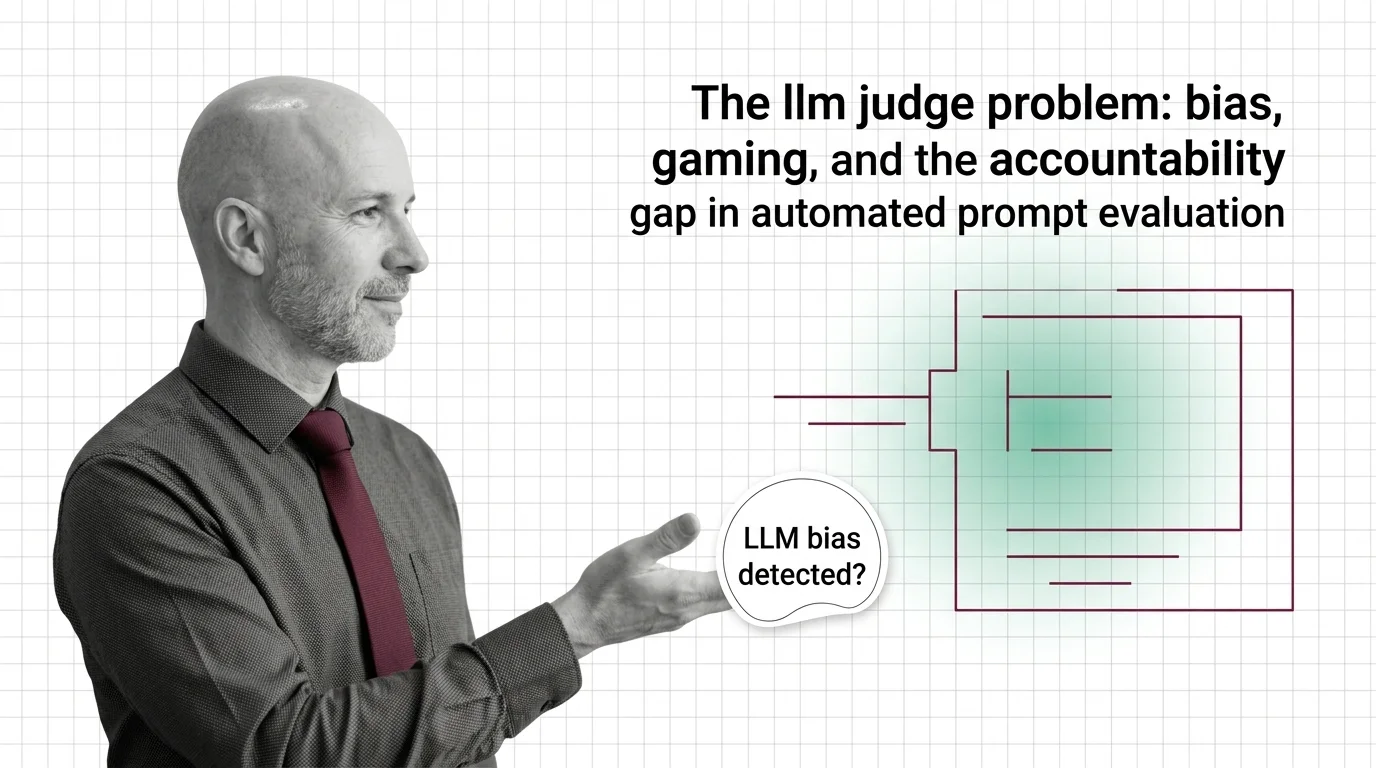 Scales of justice dissolving into AI neural network connections, representing bias in automated evaluation