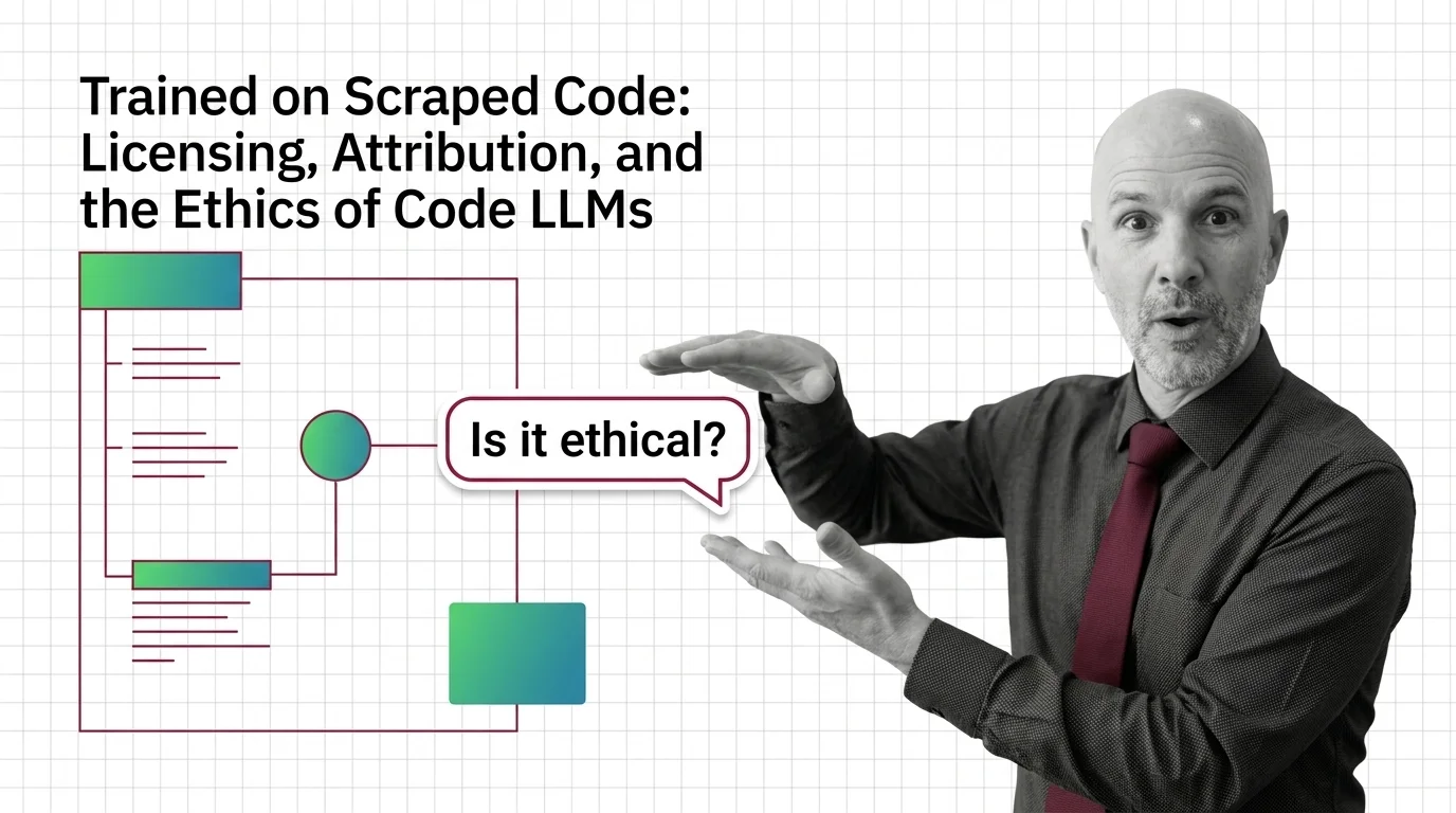 Open-source code flowing into an AI model while author attribution is stripped, raising licensing and consent questions