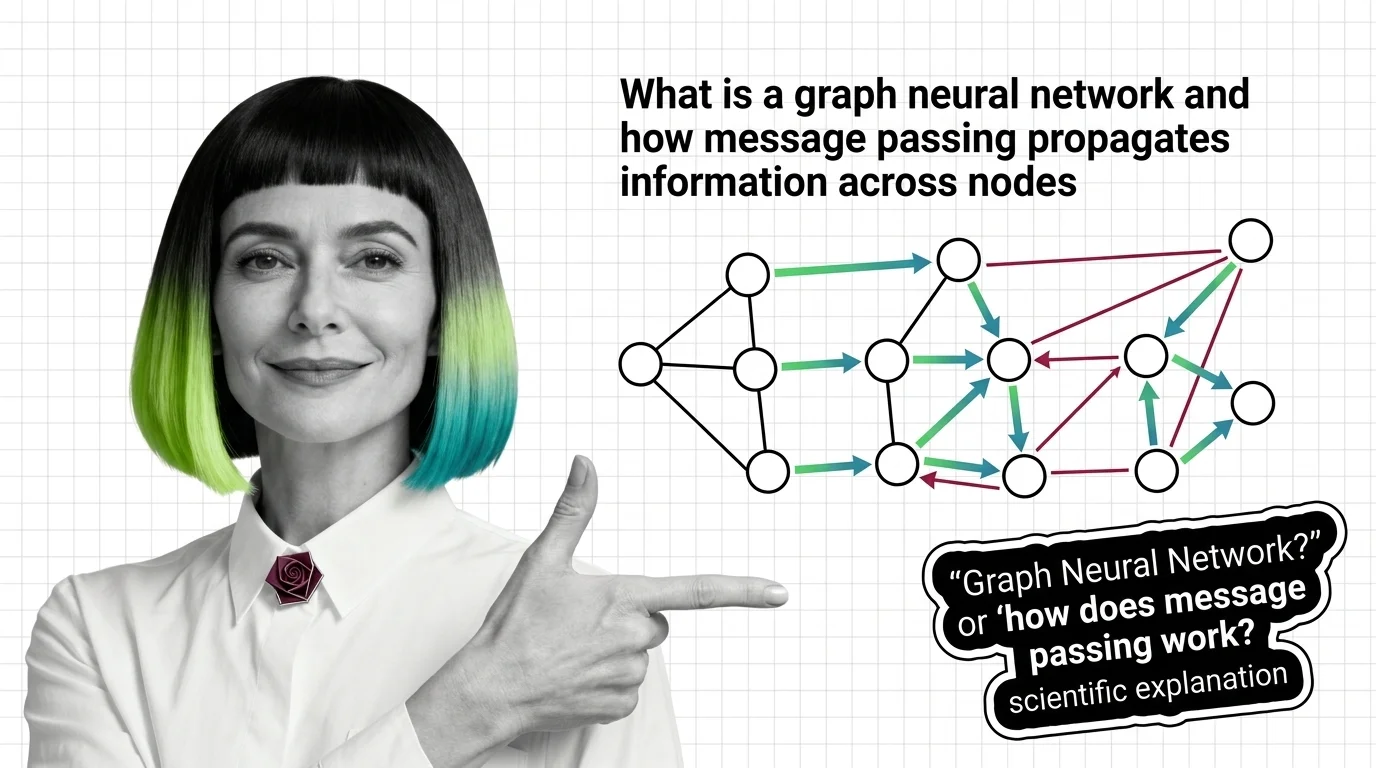 Message passing in a graph neural network — node embeddings propagating information across connected nodes