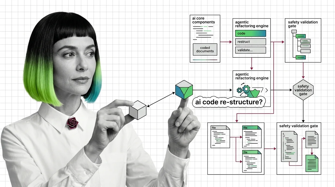 Syntax tree being rewritten by an autonomous coding agent across linked files