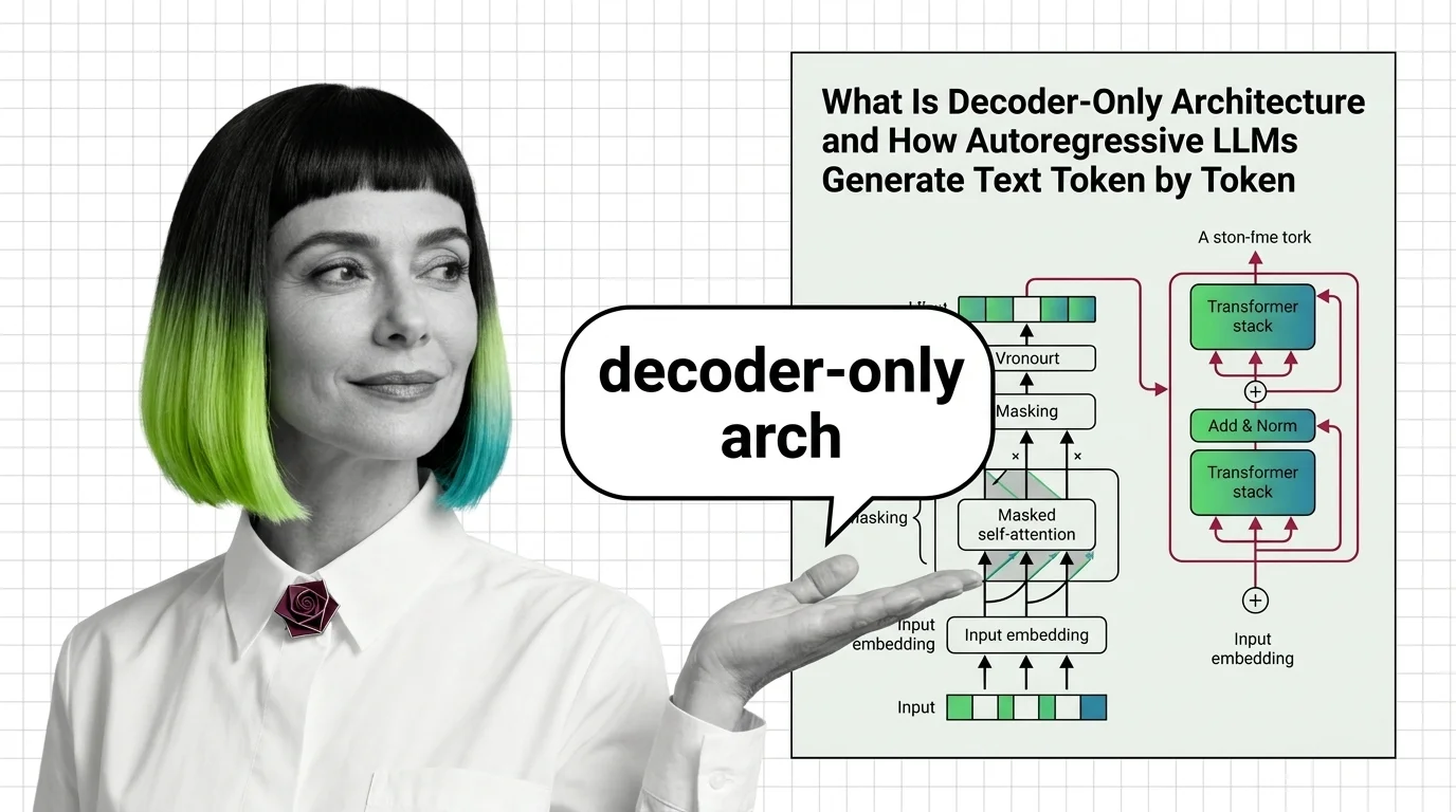 Geometric illustration of a decoder-only transformer generating tokens sequentially through causal masked attention layers