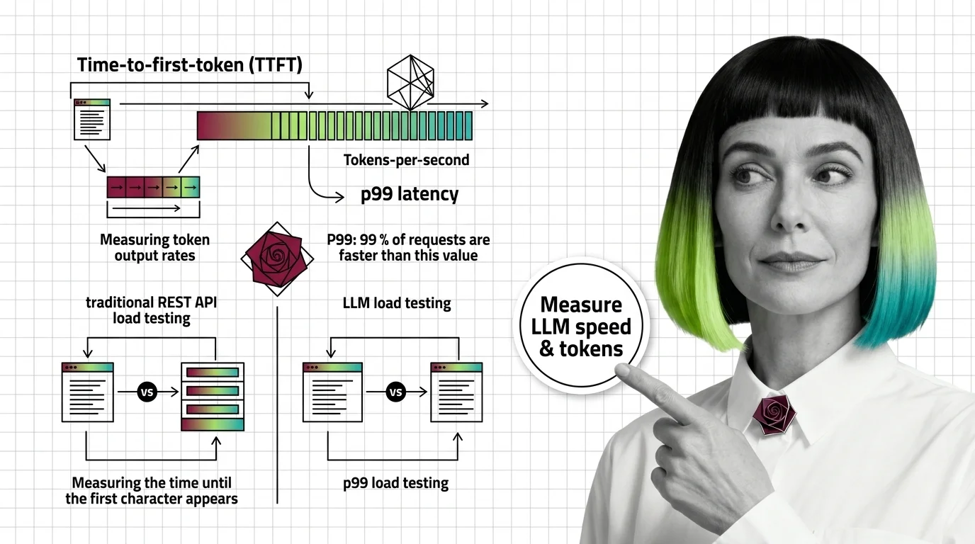 Mona observing a latency curve where P99 TTFT diverges sharply from P50 as concurrent LLM requests fill the KV-cache