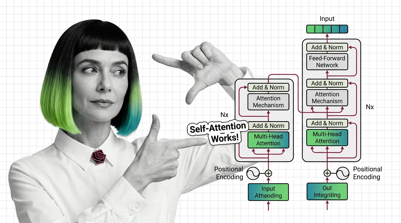 Geometric attention matrix with query-key vectors converging across a sequence of tokens