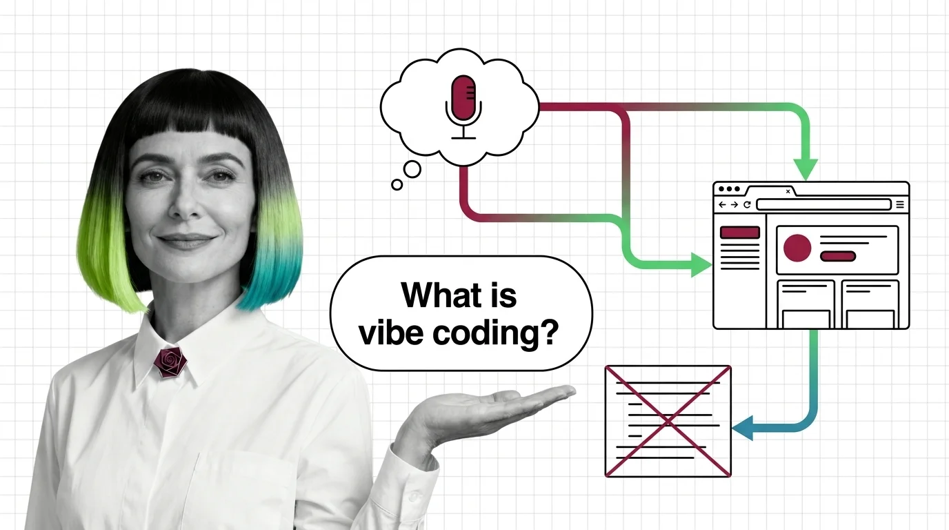 Particles forming code that dissolves into a flowing prompt sentence, visualizing the shift from artifact to intent