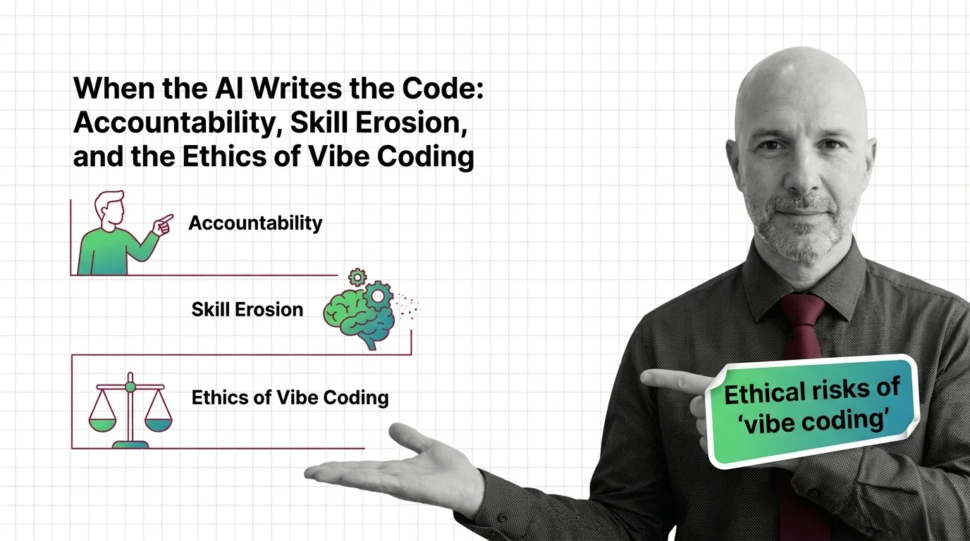 AI-generated code entering production with no clear chain of responsibility — vibe coding's accountability question.