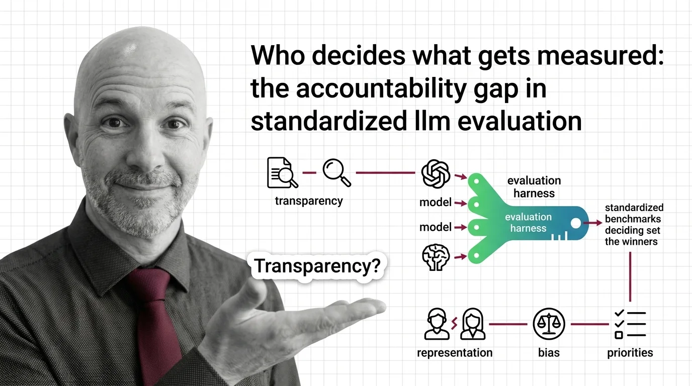 Abstract scales tilting under the weight of data points, symbolizing imbalance in AI evaluation governance