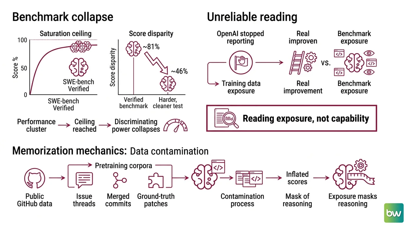 How contamination and weak test suites push SWE-bench scores above true model capability