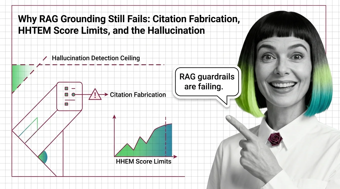 Hallucination detection ceiling concept showing scored citations passing through layered RAG guardrail filters